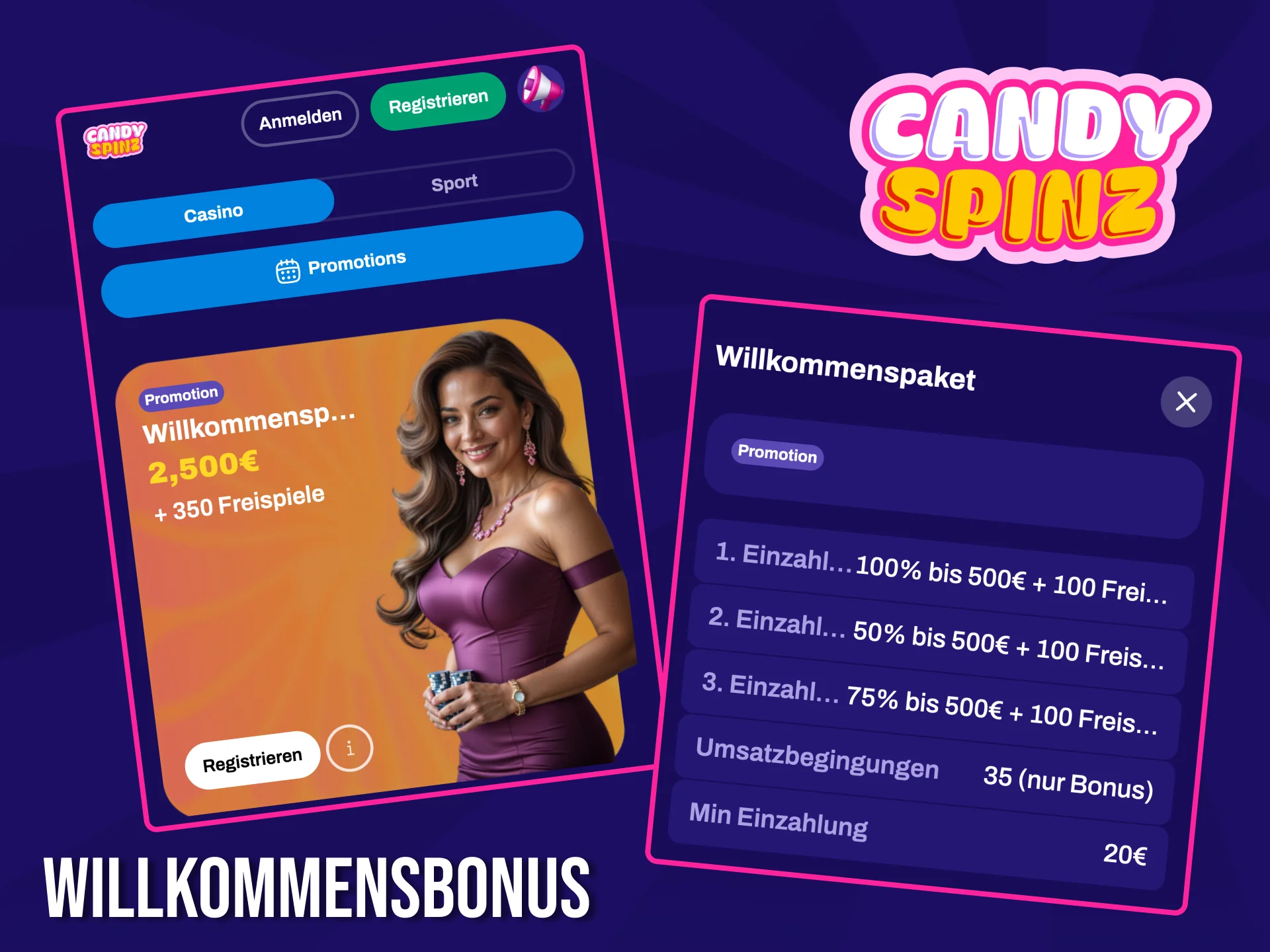 Willkommensboni in der Candy Spinz App werden neue Nutzer begeistern.