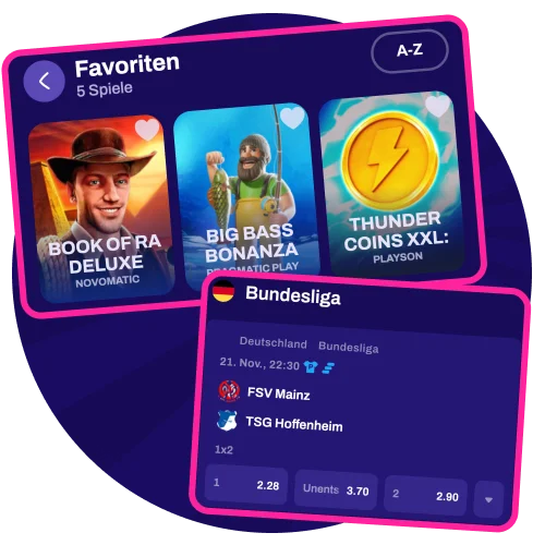 Die Startseite der Candy Spinz App passt sich Ihren Bedürfnissen an.