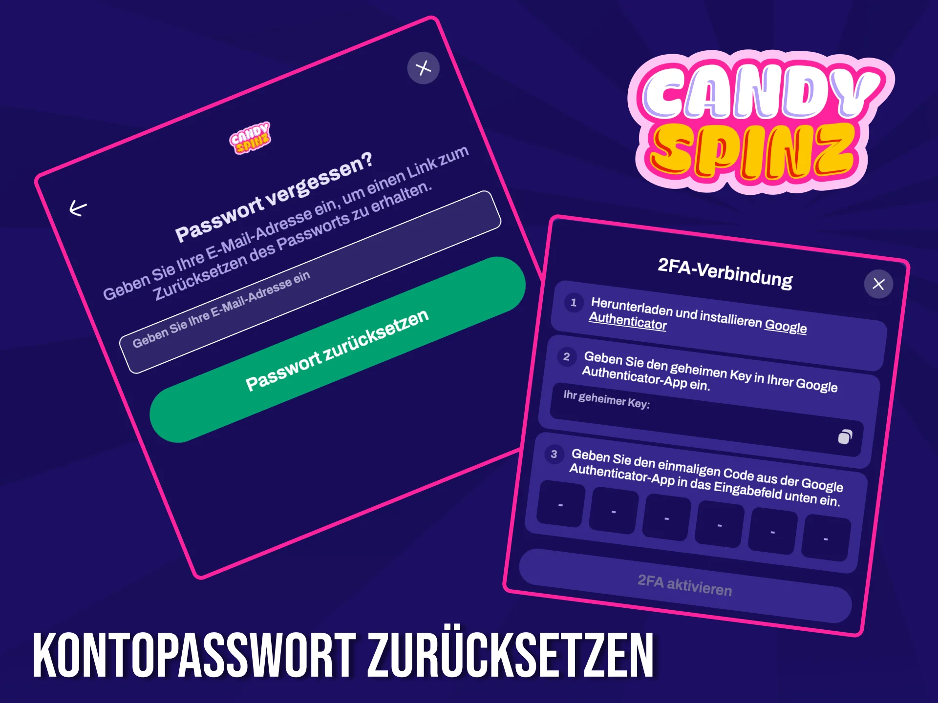Falls Sie Ihr Candy Spinz-Kontopasswort vergessen haben, können Sie es jederzeit wiederherstellen.